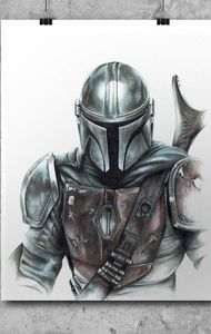 Disney The Mandalorian Star Wars original drawing